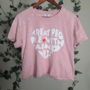 Bloom Pop Pink Distressed Crop T Shirt
